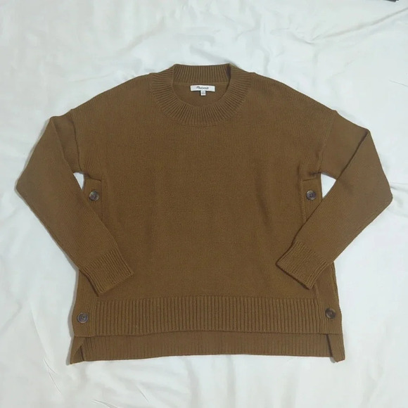 Madewell Brownstone Side-Button Sweater, Color Distant Olive Size XXS - Picture 4 of 15